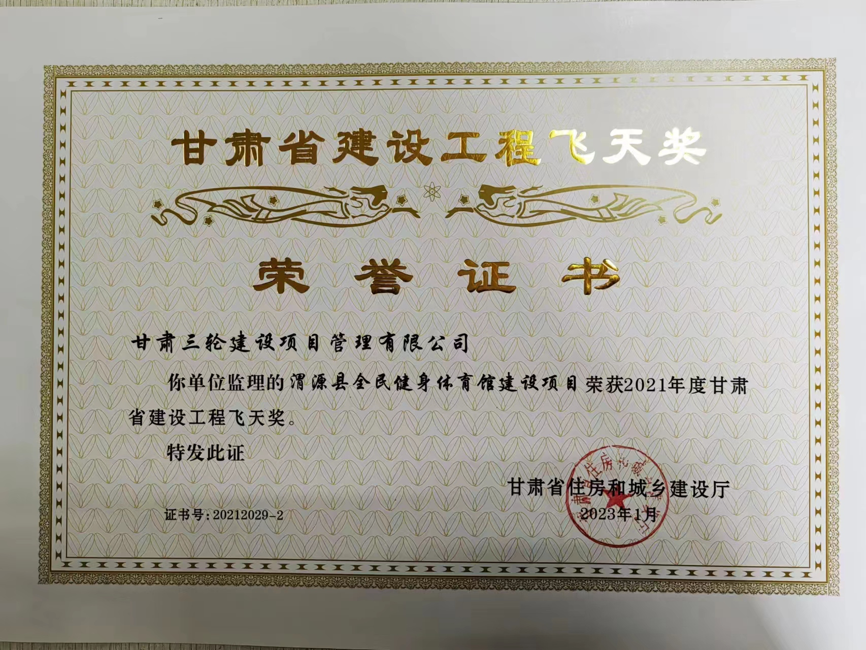 飛天獎——渭源縣全民健身體育館建設(shè)項目